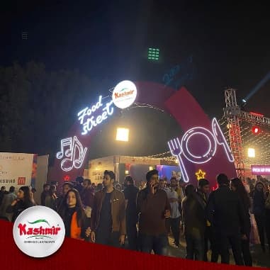 A brand lounge, inside the festival.
