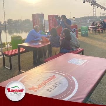 A brand lounge, inside the festival.