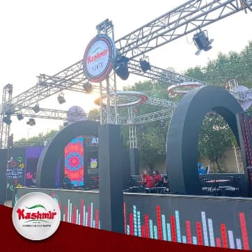 A brand lounge, inside the festival.