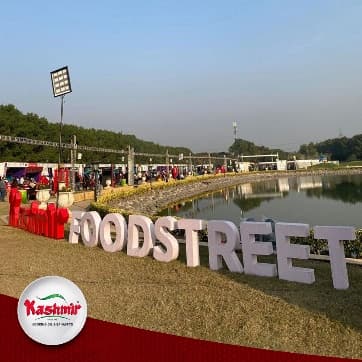 A brand lounge, inside the festival.